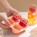 Satın alın 4 Holes 3D Rose Flower Ice Cube Maker Ice Mold Cake Mould Tray Food Silicone