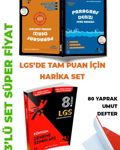 Yayın Denizi 9. Sınıf LGS Deneme Seti 4'lü LGS Tek Kitap Paragraf Denizi Soru Bankası Deneme Sınavları ve 8.Sınıf LGS Röntgen 4'lü Fasikül Deneme Sınavı İKİLİ SET