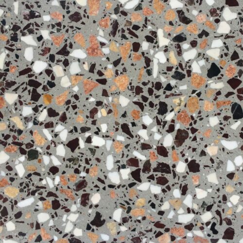 Doğal taş parçacıklarından oluşan 30x30x3 ebatında terrazzo karo