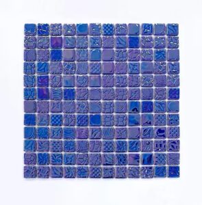 Hologramlı mavi cam mozaik, kristal mozaik fayans, 25x25 mm mozaik, havuz mozaik, banyo mozaik