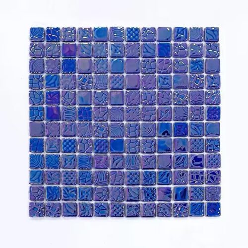 Hologramlı mavi cam mozaik, kristal mozaik fayans, 25x25 mm mozaik, havuz mozaik, banyo mozaik