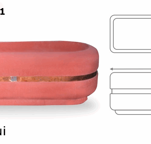 Aktaş Büyük Oval Beton Saksı (200x80x62 cm) – Canlı Kırmızı Renk