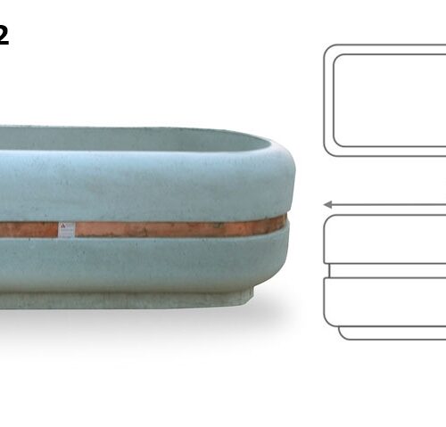 Aktaş Büyük Oval Beton Saksı (200x80x62 cm) – Doğal Gri Renk