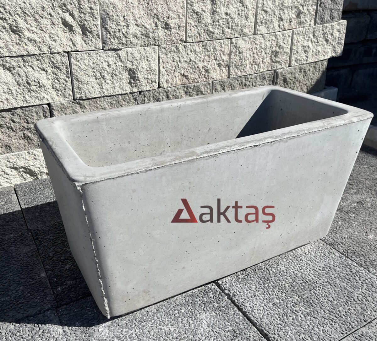 Aktaş Mix Beton Dikdörtgen Saksı (80x40x44 cm) – Doğal Gri