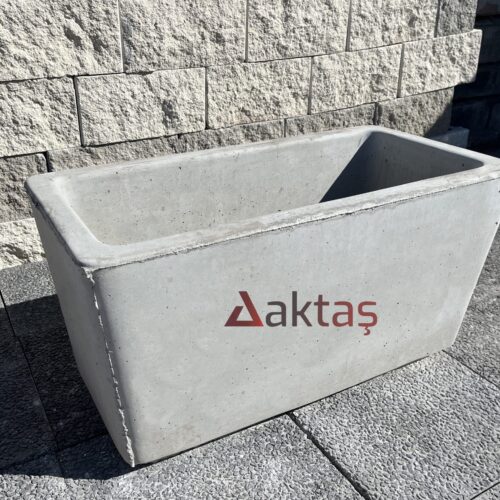 Aktaş Mix Beton Dikdörtgen Saksı (80x40x44 cm) – Doğal Gri