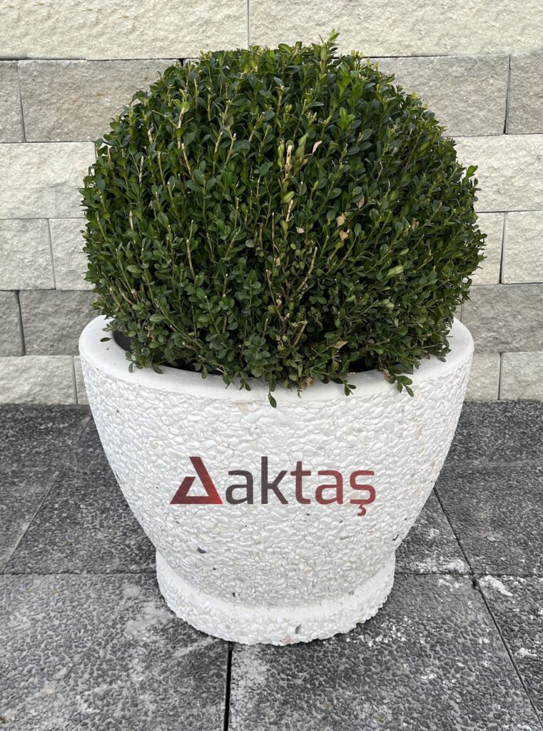Aktaş Beyaz Dolomit Yuvarlak Saksı (60x60x44 cm) ürün banner