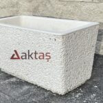 Aktaş Emirgan Beyaz Dolomit Dikdörtgen Saksı (80x40x44 cm)