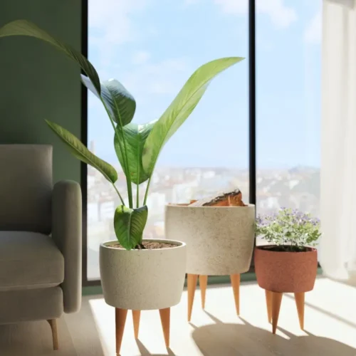 Şık Ayaklı Beton Peyzaj Saksısı - 40x30cm